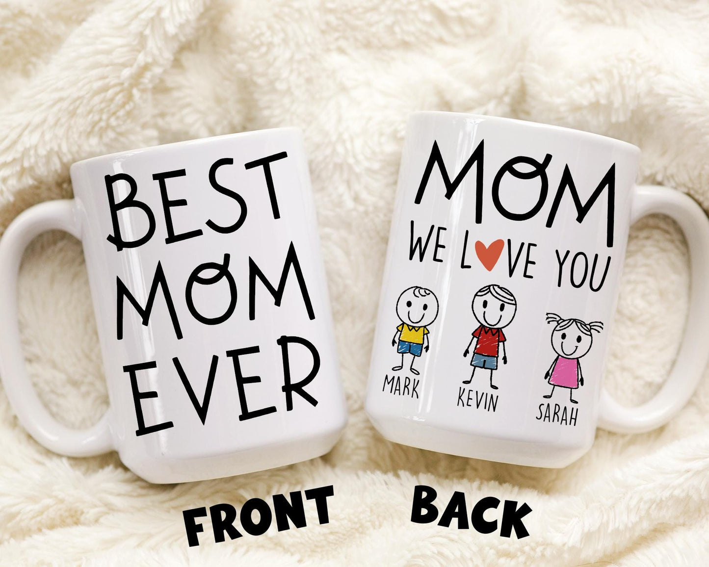 Best Mom Gift, Custom Mom Daughter Son Kids Name Gift, Mom Mother's Day Gift, Personalized Mom Christmas Birthday, Funny Mom Coffee Mug