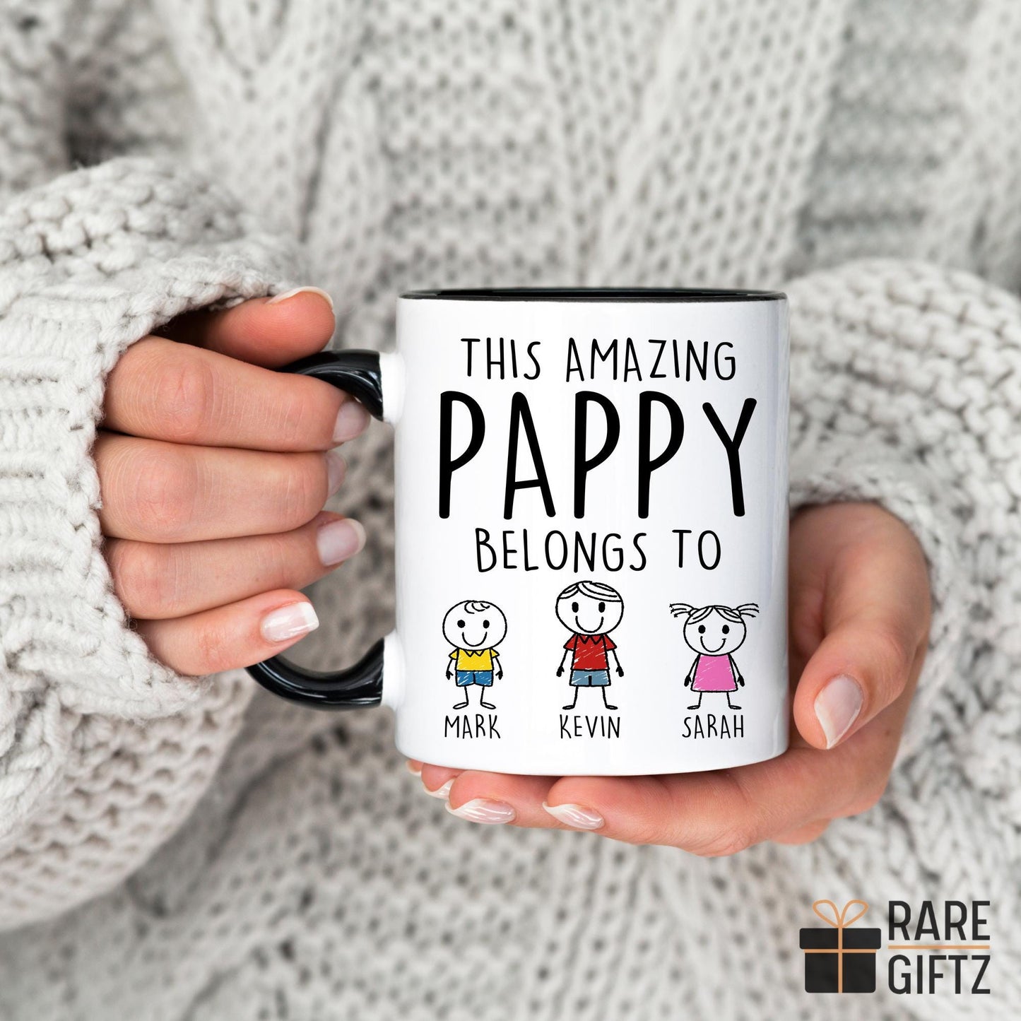 Best Pappy Mug, Custom Pappy Gift, Pappy From Granddaughter, Pappy Grandkids Names Gift, Grandpa Father's Day Gift, New Pappy Again Present
