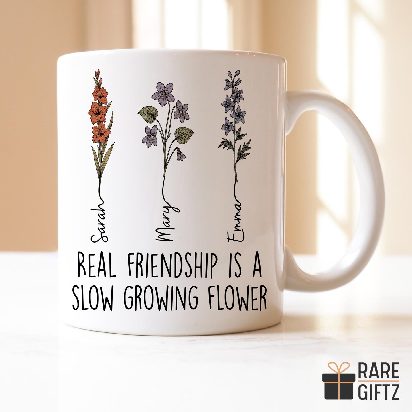 Custom Floral Bestie Gift, Birth Month Flowers Best friend Name Coffee Mug, Soul Sister Gift, Best Gift for Friend Present, BFF Sister Gift
