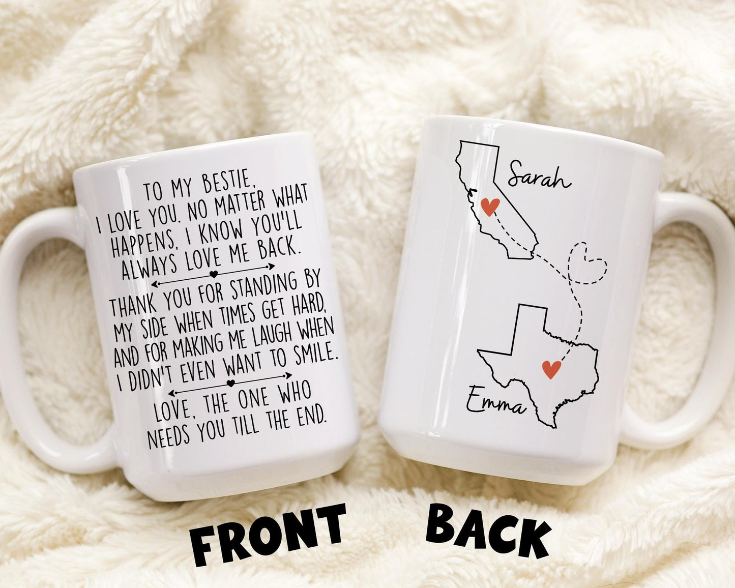 Personalized Bestie Gift, Soul Sisters Mug, Long Distance Friendship Mug, Bestie Birthday Present Cup, Sister Birthday Gift, Missing You