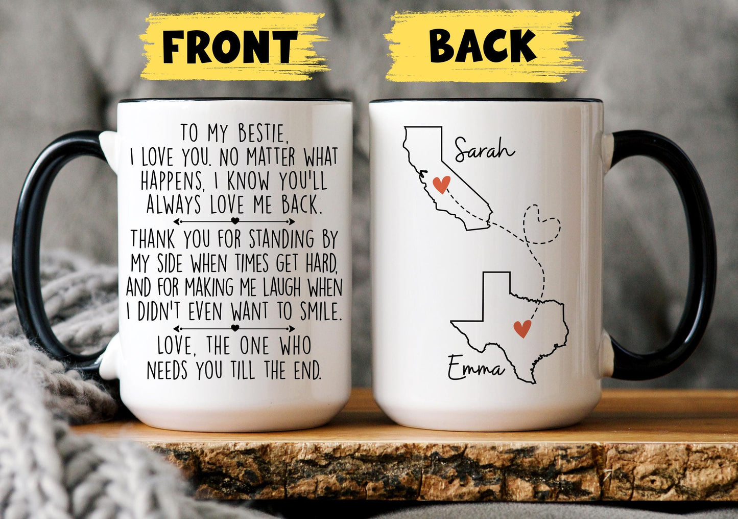 Personalized Bestie Gift, Soul Sisters Mug, Long Distance Friendship Mug, Bestie Birthday Present Cup, Sister Birthday Gift, Missing You