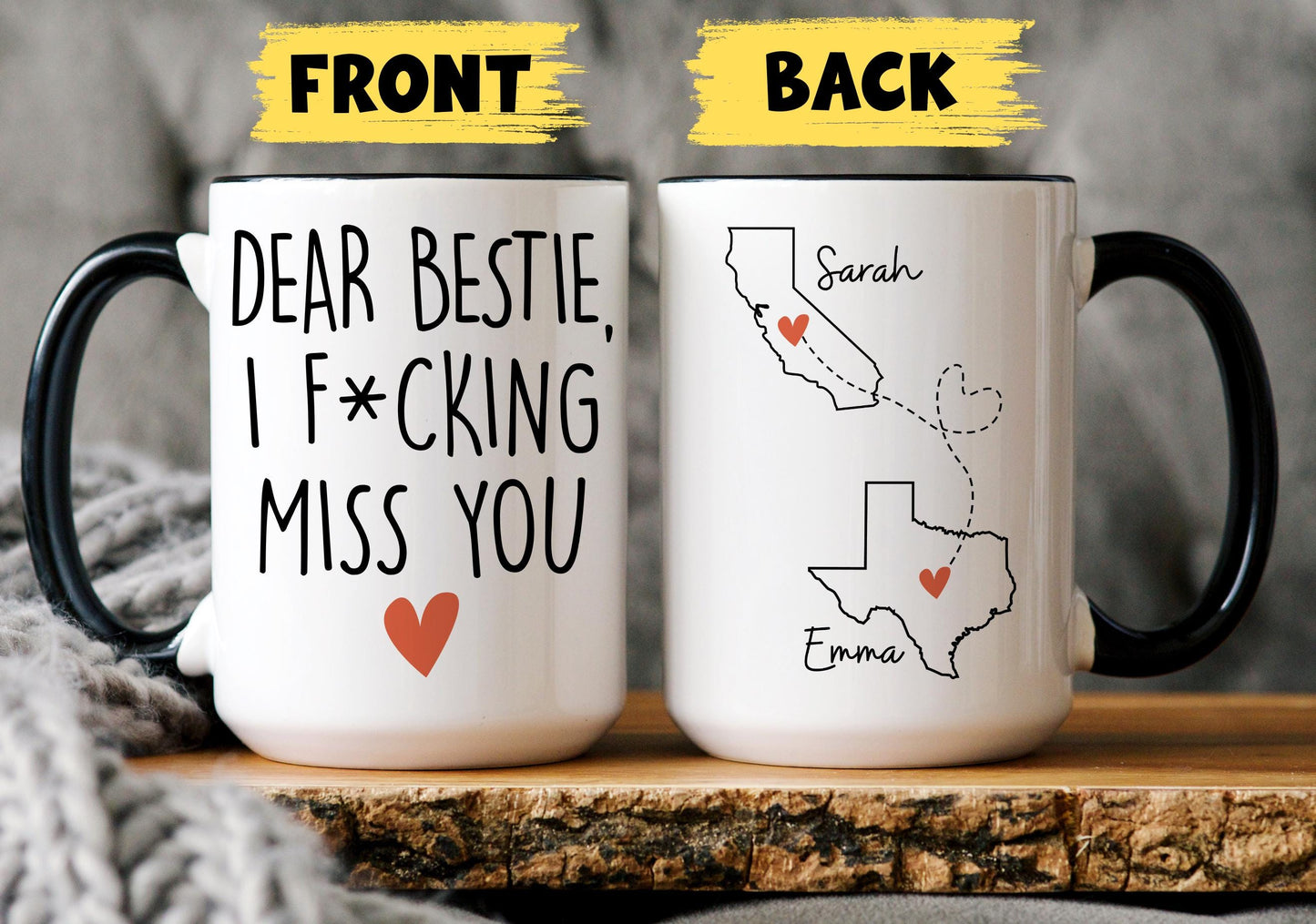 Personalized Bestie Gift, Bestie mug, Best Friends Mug, Bestie Birthday Present Bestie, Missing you Gift, State To State Gift, BFF Gift