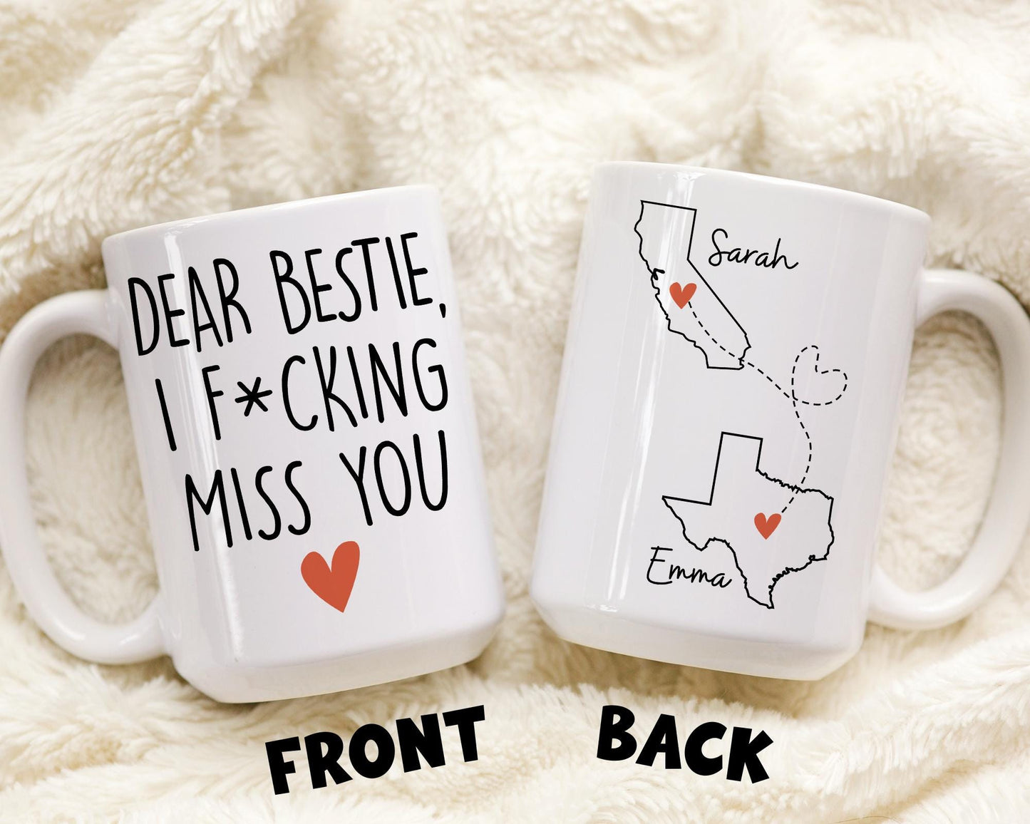 Personalized Bestie Gift, Bestie mug, Best Friends Mug, Bestie Birthday Present Bestie, Missing you Gift, State To State Gift, BFF Gift