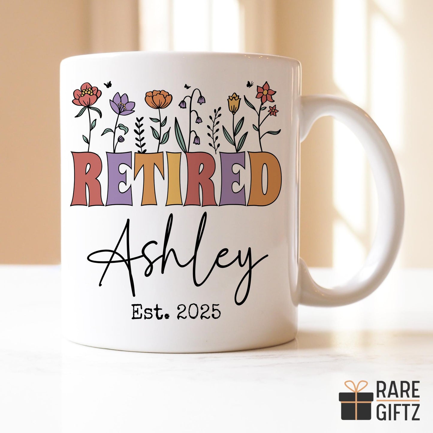 Custom Retired Mug, Personalized Retirement gift, Retired Nurse Present, Retirement Party Mug, Gift for Retired Women, Boss Manager Coworker