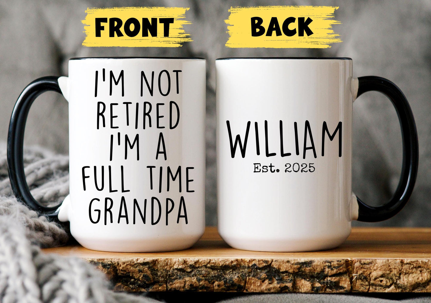 Personalized Grandpa mug, Custom Retired Grandpa Gift, Funny Retirement Mug, Full Time Grandpa Present, Newly Retired Grandpa, Retirement