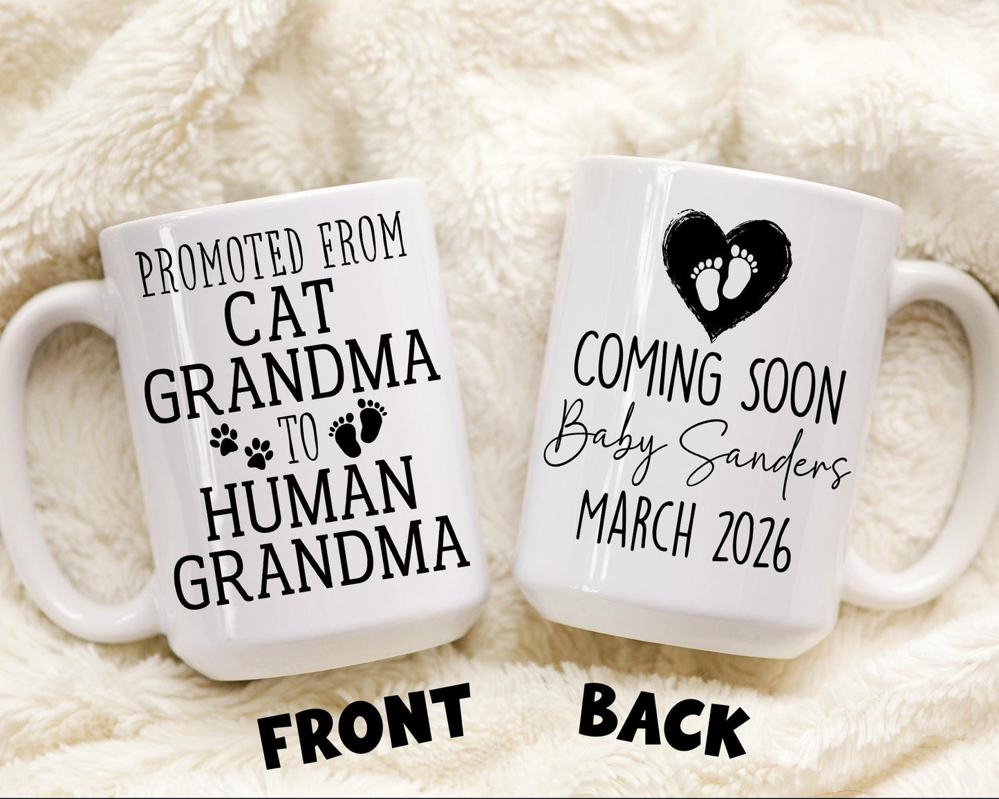 Cat Grandma to Grandma Mug, Personalized Cat Grandma Gift, Grandma Reveal Present, Pregnancy Grandma, First time Grandma Gift, Grandma To be