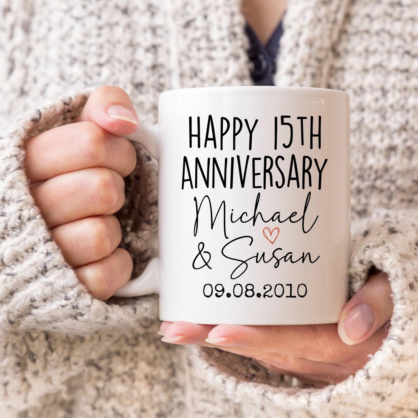 15th Anniversary mug, Personalized 15th Wedding Anniversary Gift from Kids Daughter, Family Mug, Custom 15th Anniversary Parents Present