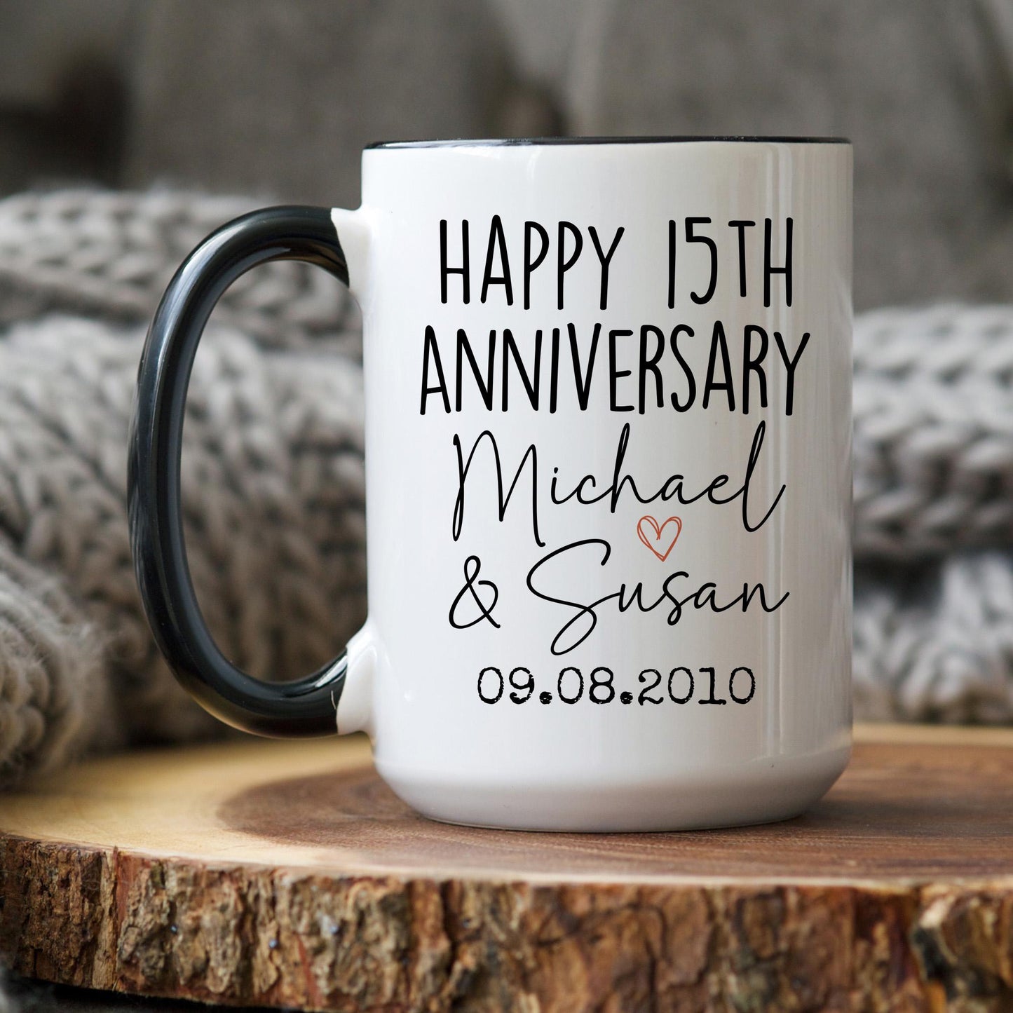 15th Anniversary mug, Personalized 15th Wedding Anniversary Gift from Kids Daughter, Family Mug, Custom 15th Anniversary Parents Present
