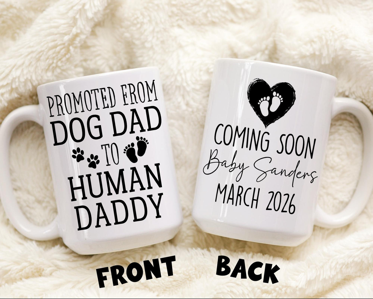 Dog Dad to Dad Mug, Personalized New Dad Gift, Dog Dad to Human Daddy, First Father's day Gift, New Daddy Christmas Gift, Expecting Parents