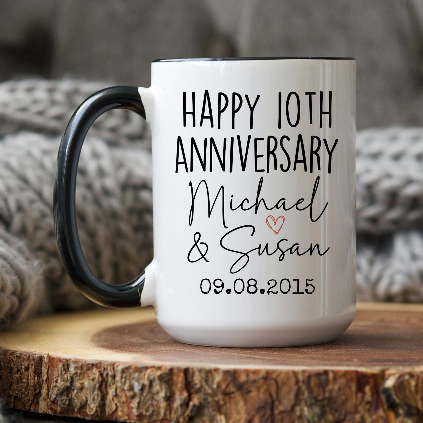 10th Anniversary mug, Personalized 10th Wedding Anniversary Gift from Kids Daughter, Family Mug, Custom 10th Anniversary Parents Present