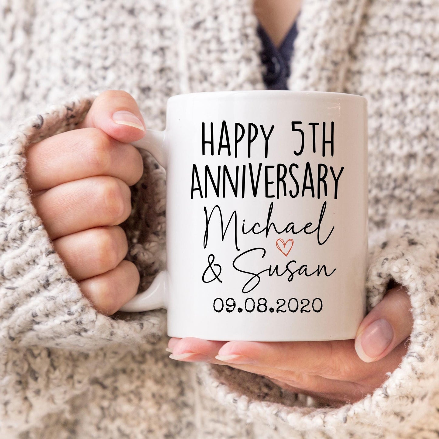 5th Anniversary mug, Personalized Fifth Wedding Anniversary Gift from Kids Daughter, 5th Family Mug, Custom 5th Anniversary Parents Present