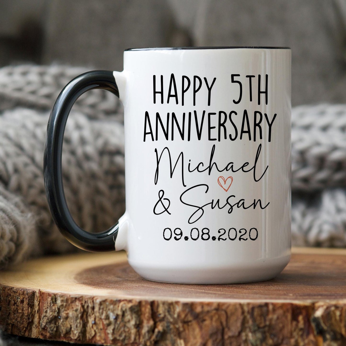 5th Anniversary mug, Personalized Fifth Wedding Anniversary Gift from Kids Daughter, 5th Family Mug, Custom 5th Anniversary Parents Present