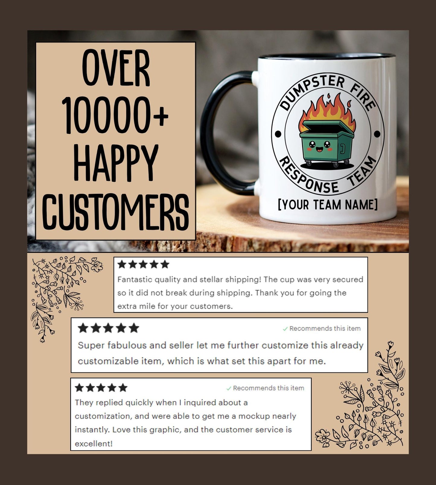 Best Team Ever Mug, Personalized Dumpster Fire Mug, Team Mug, Dream Team Mugs, Funny Team Mug