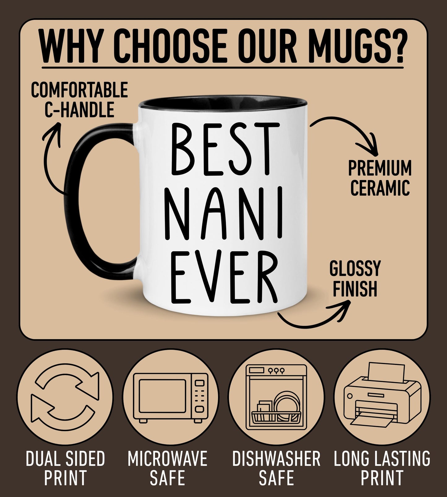 Nani Mug, Personalized Nani Mug, Custom Nani Gifts from Grandkids Names Grandchildren, Nani Mother's Day Gift, Nani Birthday Present