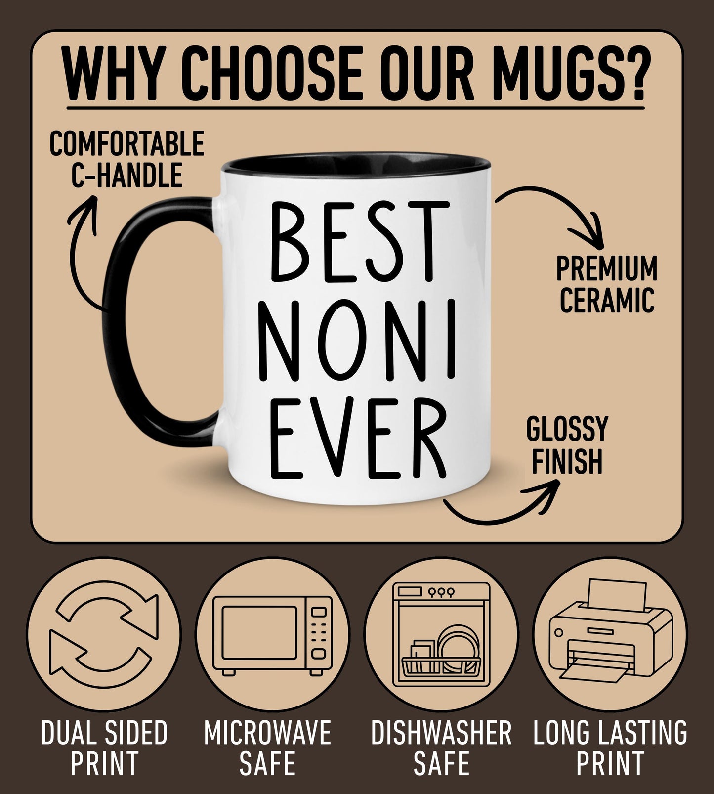 Noni Mug, Personalized Noni Mug, Custom Noni Gifts from Grandkids Names Grandchildren, Noni Mother's Day Gift, Noni Birthday Present