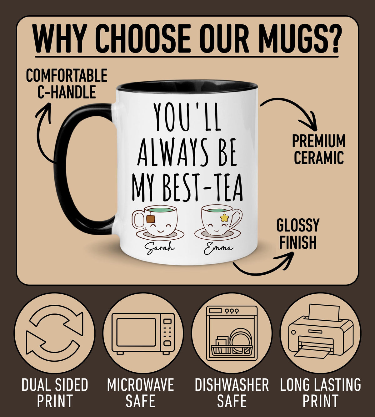 Best-Tea Mug, Personalized Bestie Mug, Custom Best Friend Long Distance Gift, Friend Birthday Cup, Friendship Bff Soul Sister mug