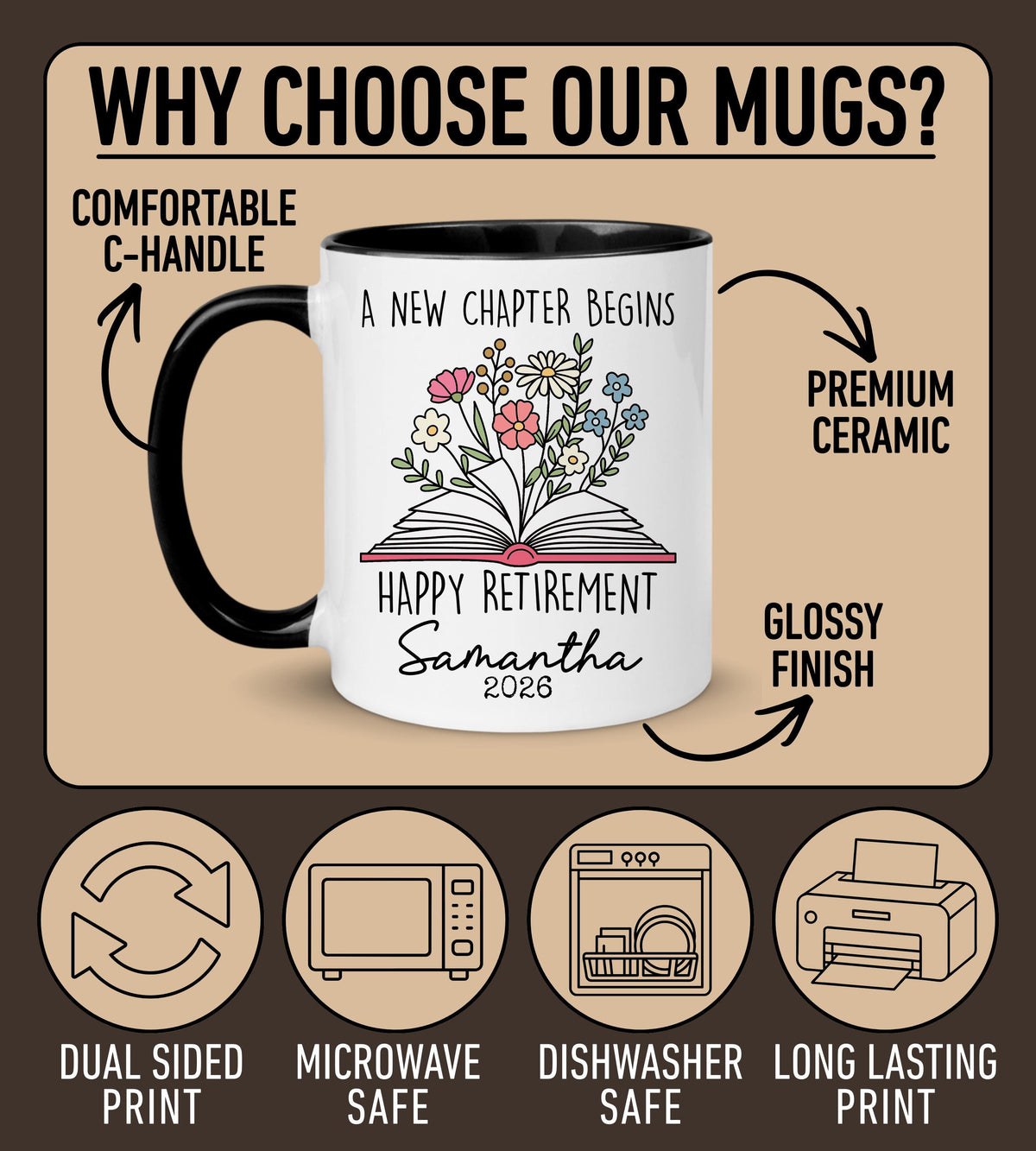 Happy Retirement Mug, Personalized Retired Gift for Her, Retirement Mug for Work Bestie Boss Coworker, Custom Officially Retired Mug