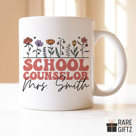 School Counselor Mug, Guidance Counselor gifts, School Counselor, Rainbow Counselor Mug, Counselor Christmas Gift, Custom Counselor name Mug
