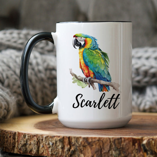 Custom Macaw Parrot Gift, Personalized Macaw Parrot Mug, Cute Parrot Gift, Gift for Parrot Lover, Parrot Christmas Gift, Parrot Owner Gift