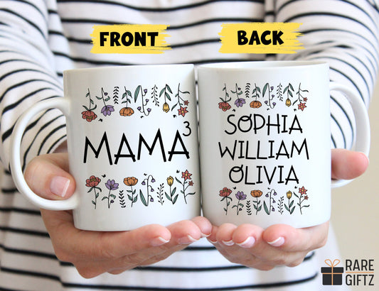Personalization Mama Of Three Mug, Mother Of Three Gift, New Mom Gift, Mother's Day Gift, Custom Mom Of 3, Three Kids Names Mug, Christmas