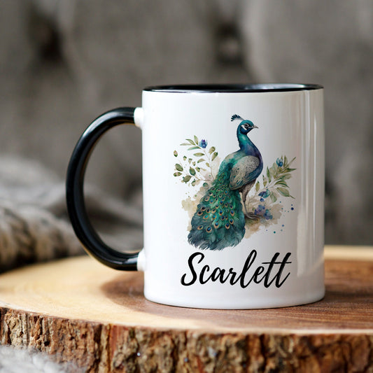 Custom Peacock Bird Coffee Mug, Personalized Peacock Bird Gift, Peacock Gift, Gift for Bird Lover, Peacock Coffee Mug, Peacock Lover Gift