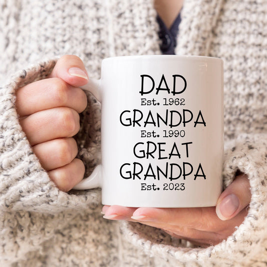 Personalized Great Grandpa Est, Great Grandpa Mug, Dad to great grandpa, New Great Grandpa, Great Grandpa reveal, Great Grandfather Gift