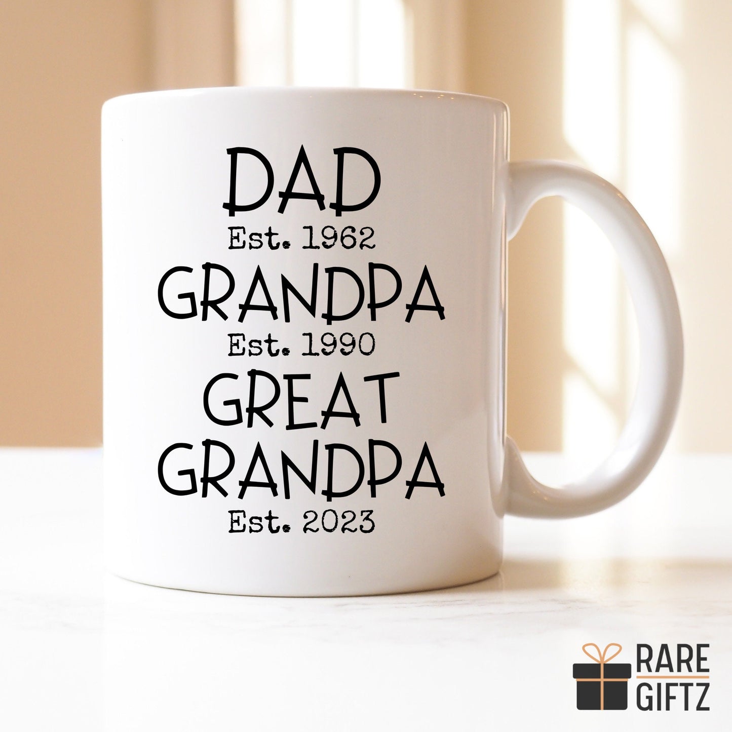 Personalized Great Grandpa Est, Great Grandpa Mug, Dad to great grandpa, New Great Grandpa, Great Grandpa reveal, Great Grandfather Gift