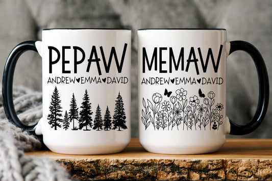 Personalized Pepaw Memaw Mug, Pepaw Memaw from Grandkids Granddaughter Gift, Grandkids Name Gift, Pepaw Father's Day, Memaw Mother's Day