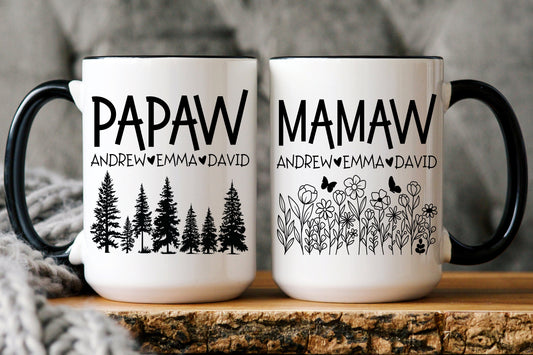 Personalized Papaw Mamaw Mug, Papaw Mamaw from Grandkids Granddaughter Gift, Grandkids Name Gift, Papaw Father's Day, Mamaw Mother's Day