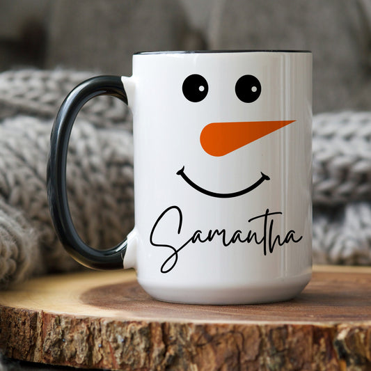 Personalized Snowman Faces Gift, Xmas Snowman Gift, Holiday Winter Gift, Custom Christmas Mug, Family Xmas Mug, Custom Snowman Name Gift