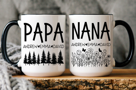 Personalized Papa Mug, Papa Nana Gift from Grandkids Granddaughter, Custom Grandkids Name Gift, Father's Day Mother's Day, Nana Birthday