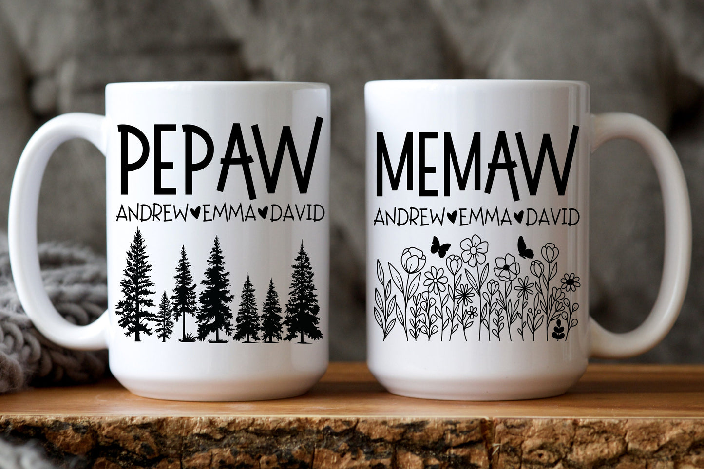 Personalized Pepaw Memaw Mug, Pepaw Memaw from Grandkids Granddaughter Gift, Grandkids Name Gift, Pepaw Father's Day, Memaw Mother's Day