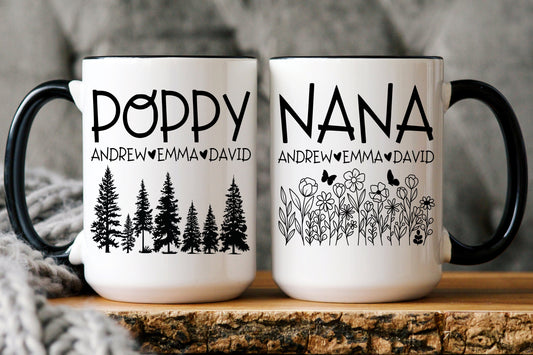 Personalized Poppy Nana Mug, Poppy Nana from Grandkids Granddaughter Gift, Nana Grandkids Name Gift, Poppy Father's Day, Nana Mother's Day