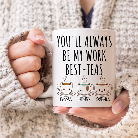 Personalized Work Bestie gift, Three Bestie Names Gift, Coworker leaving Gift, Custom Work Friend Mug, Coworker farewell, Moving Away Gift