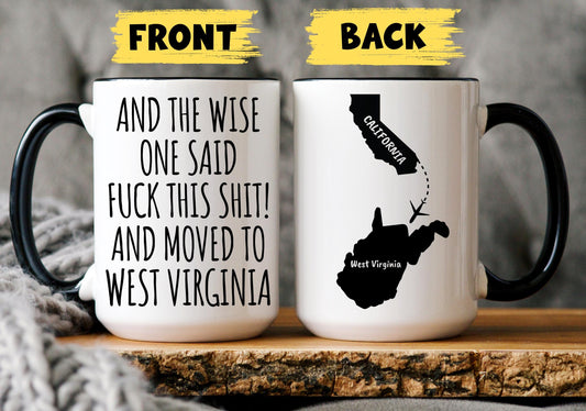 West Virginia Relocating Gift, Moving to West Virginia Mug, Personalized West Virginia Gift, Coworker Moving Away, Colleague Relocate Gift