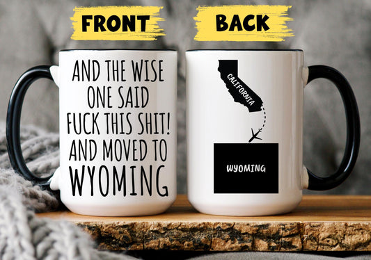 Wyoming Relocating Gift, Moving to Wyoming Mug, Personalized Wyoming Gift, Coworker Moving Away, Colleague Wyoming Relocation Present