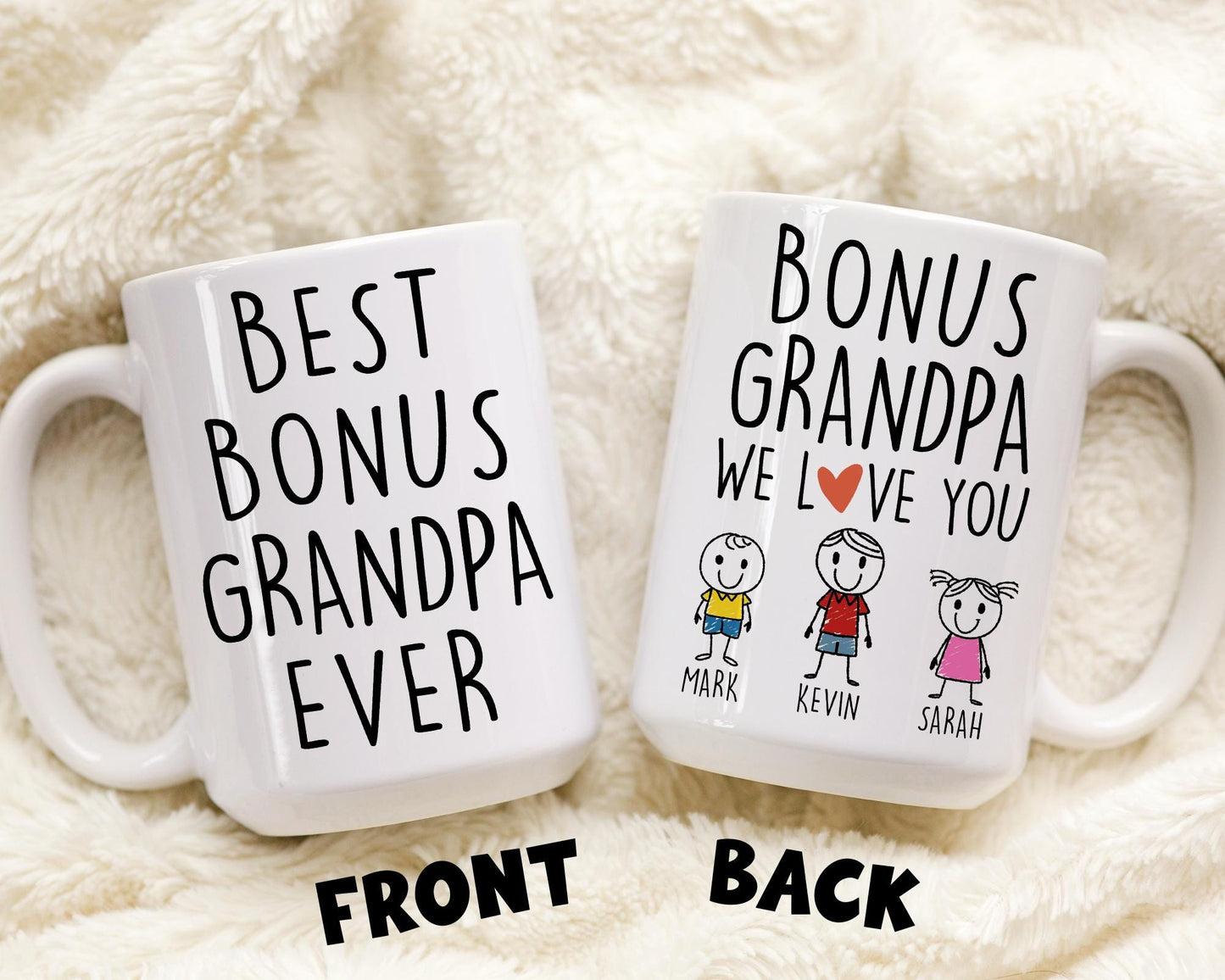 Bonus Grandpa Mug, Personalized Step Grandpa Gift, Step Granddad Father's Day Gift Grandkids Names, Bonus Grandpa Gift, Custom Stepgrandpa