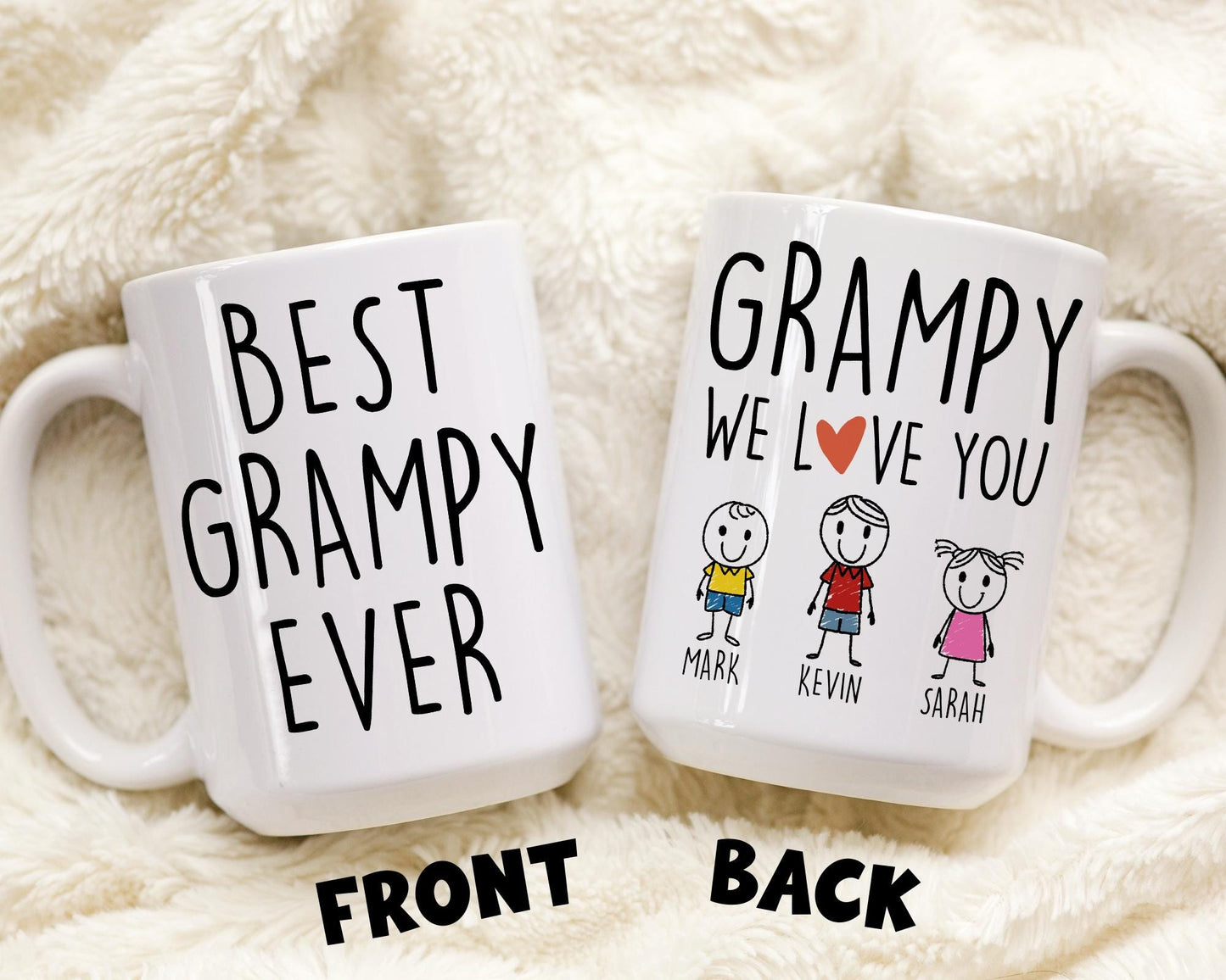 Best Grampy Mug, Custom Grampy Gift, Grampy From Granddaughter, Grampy Grandkids Names Gift, Grandfather Father's Day Gift, New Grandpa Gift