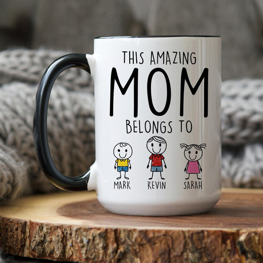 Mom Mug, Personalized Mom Gift, Mom Mother's Day Gift, Gift From Daughter Son Kids, Mom Kids Names Present, Custom Mom Christmas Birthday
