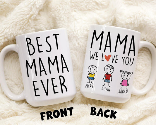 Best Mama Gift, Custom Mama Daughter Son Kids Name Gift, Mama Mother's Day Gift, Personalized Mama Christmas Birthday, Funny Mama Coffee Mug