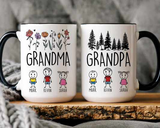Grandpa Grandma Christmas Gift, Personalized Grandpa Grandma Mug, Grandkids Granddaughter Names Gift, Mother's Day Father's Day Present