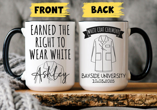 Gift For New Doctor, Personalized White Coat Ceremony Gift, Pharmacist, Nurse Practitioner Physical Therapist Dentist Graduation Mug