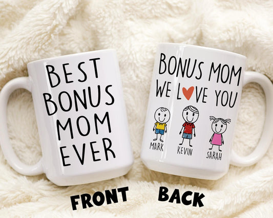Best Bonus Mom Mug, Personalized Stepmom Gift, Step Mom Birthday Christmas Gift, Stepmom Mother's Day Gift, Gift from Stepdaughter Stepson