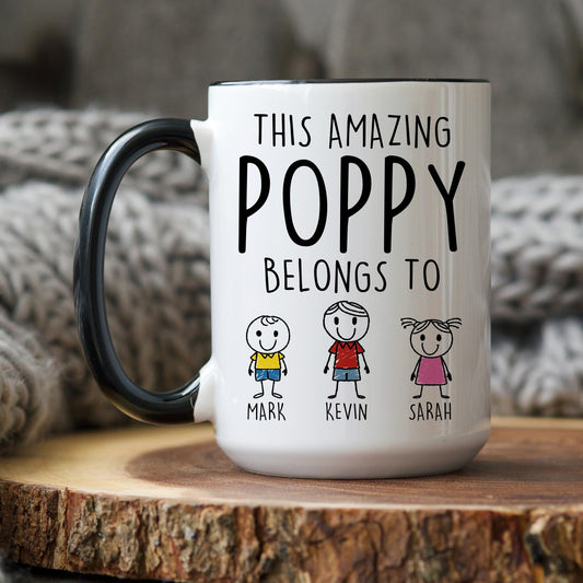 Best Poppy Mug, Custom Poppy Gift, Poppy From Granddaughter, Poppy Grandkids Names Gift, Grandfather Father's Day Gift, New Grandpa Present