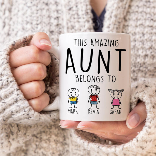 Best Aunt Mug, Custom Aunt Gift, Niece Nephew Names Gift, Sister to Aunt Present, Aunt Christmas Xmas, Aunt Birthday Gift Idea, Aunt to Be