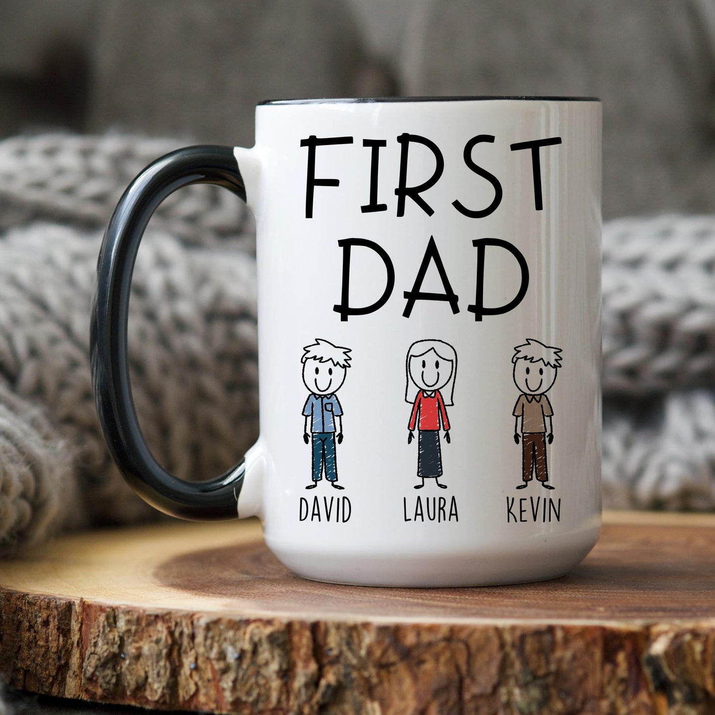Now Pappy First Dad Mug, Personalized Pappy Gift from Grandkids Names, Pappy Father's Day Gift, Custom Pappy Mug, Pappy Granddaughter Gift