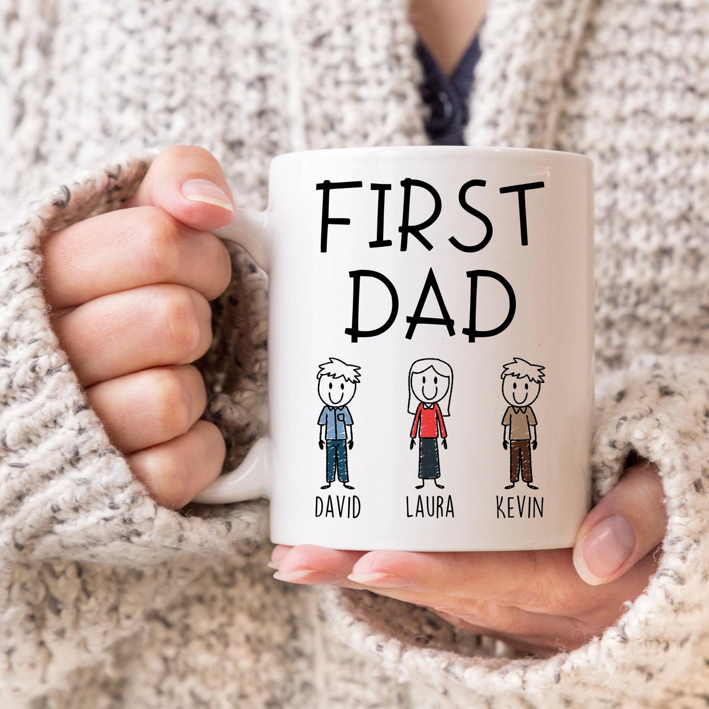 Now Papa First Dad Mug, Personalized Papa Gift from Grandkids Names, Papa Father's Day Gift, Custom Papa Mug, Papa Granddaughter Present