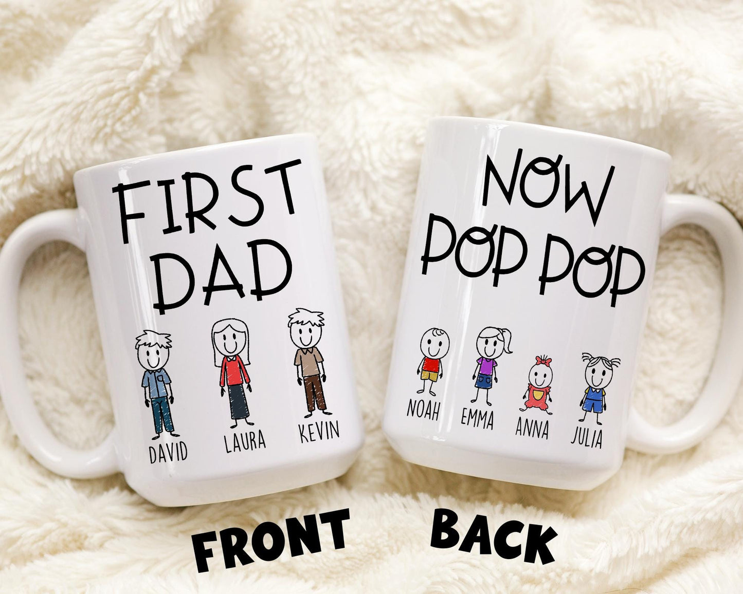 Now Pop pop First Dad Mug, Personalized Pop pop Gift from Grandkids Names, Pop pop Father's Day Gift, Custom Pop pop Granddaughter Gift