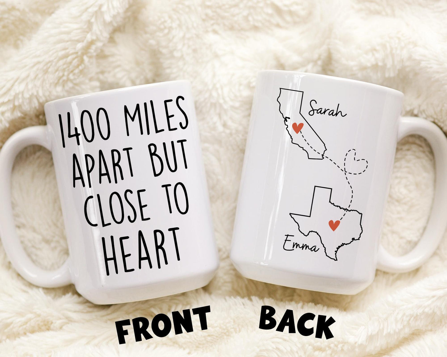 Custom Long Distance Bestie, Custom Best Friend Mug Gift, Moving Away Gift, Sister Mug Gift, BFF Gift,  Work Bestie Gift, State to State Mug