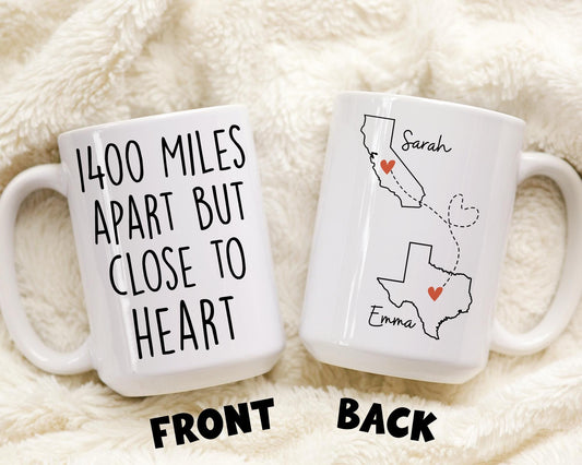Custom Long Distance Bestie, Custom Best Friend Mug Gift, Moving Away Gift, Sister Mug Gift, BFF Gift,  Work Bestie Gift, State to State Mug